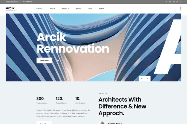 Arcik: Modern Architecture & Interior Elementor Template Kit