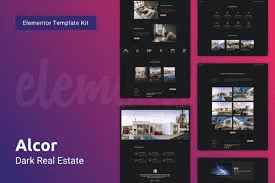 Alcor - Modern & Dark Real Estate Website Template Kit for Elementor