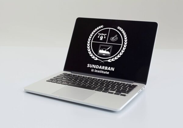 Sundarban IT Institute Logo Mockup - Minimalist Laptop PSD