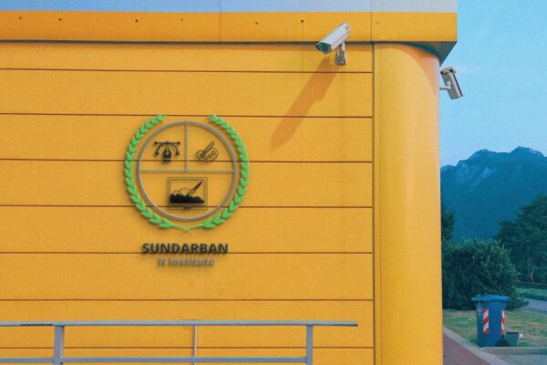 Sundarban IT Institute Logo Mockup - Embossed, Professional PSD Template