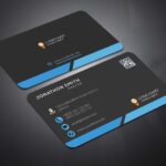 Free 2024 Professional Black & Blue Business Card PSD Templates