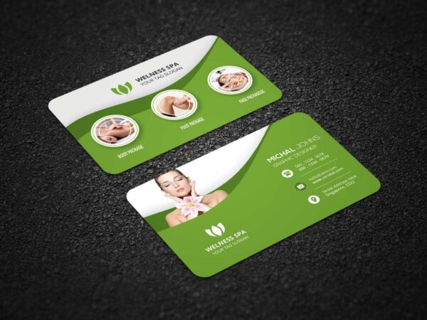 Free Professional White & Green Business Card PSD 2024