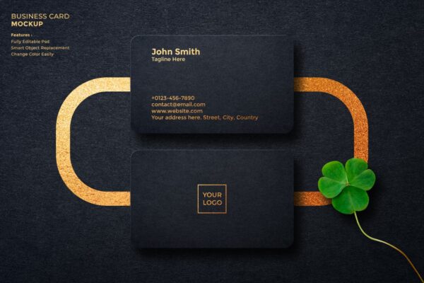 Black and Gold Business Card Mockup