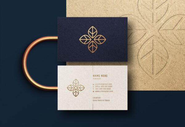 Professional Navy & Gold Business Card PSD