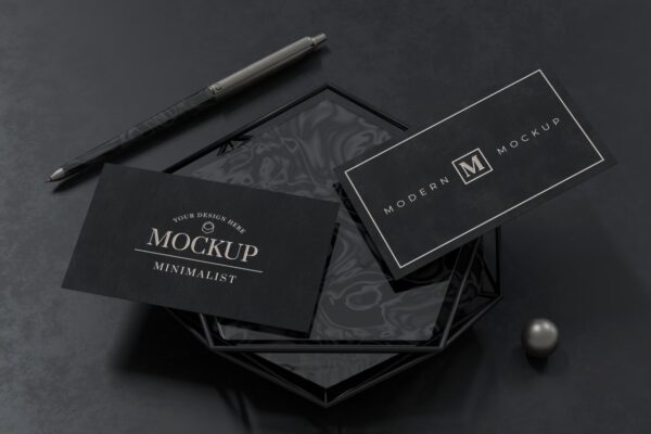 Free Black & Grey Professional PSD Business Card Mockup