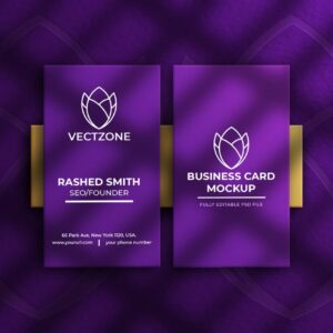 2024 Professional Premium Purple & Gold PSD Business Card