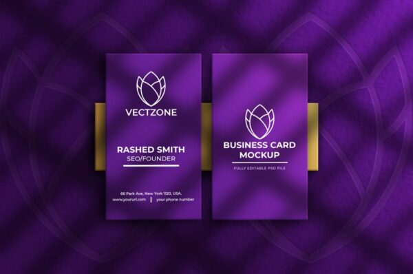 2024 Professional Premium Purple & Gold PSD Business Card