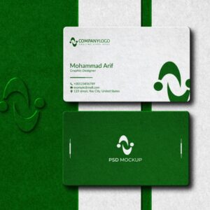 2024 Professional Premium Green & White Business Card PSD