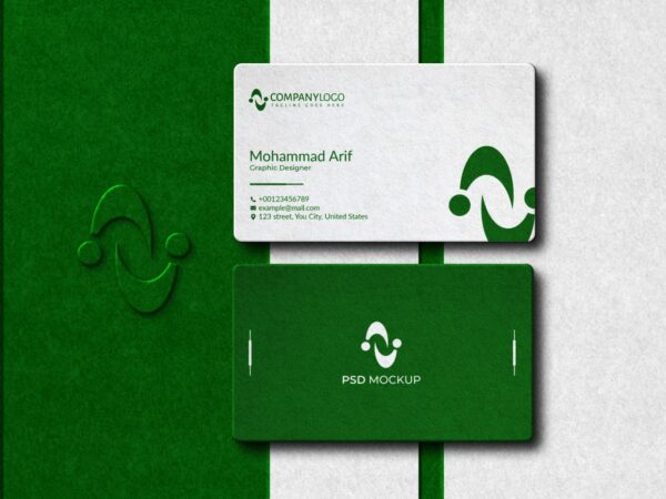 2024 Professional Premium Green & White Business Card PSD