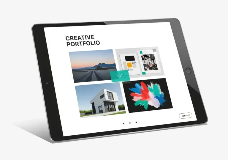 A stunning portfolio website design by Themesyde, showcasing creative work on a tablet.