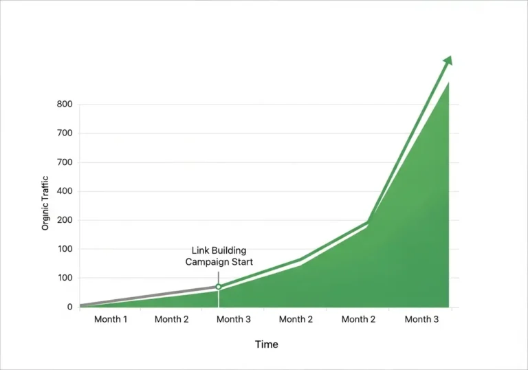 Graph showing a 70% increase in organic traffic as a result of a successful link building campaign.