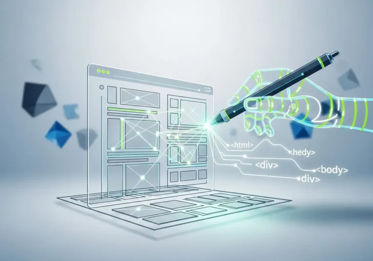 Illustration of a website's technical SEO foundation being architected for Google by Themesyde.