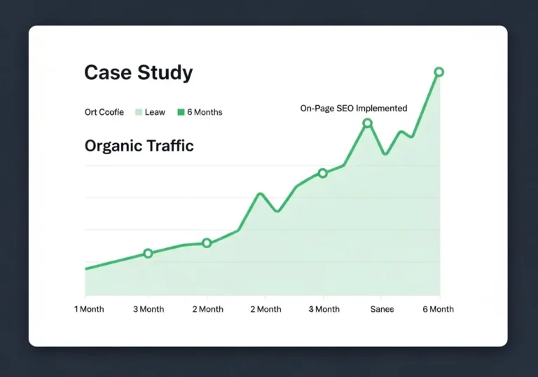 A line graph showing organic traffic increasing by 70% after the implementation of on-page SEO services.