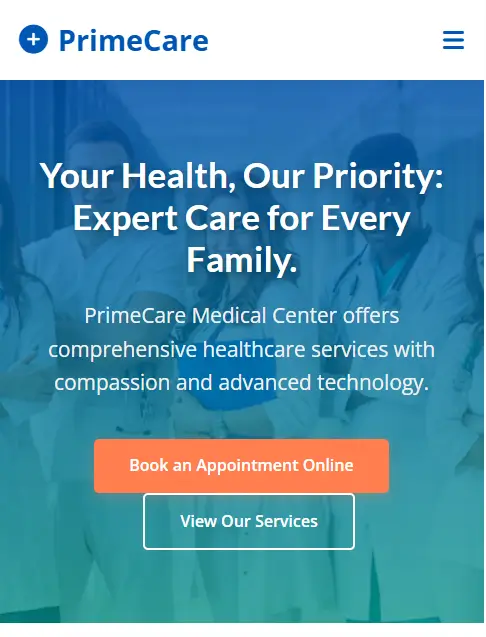 Modern medical clinic website responsive design and facilities showcase