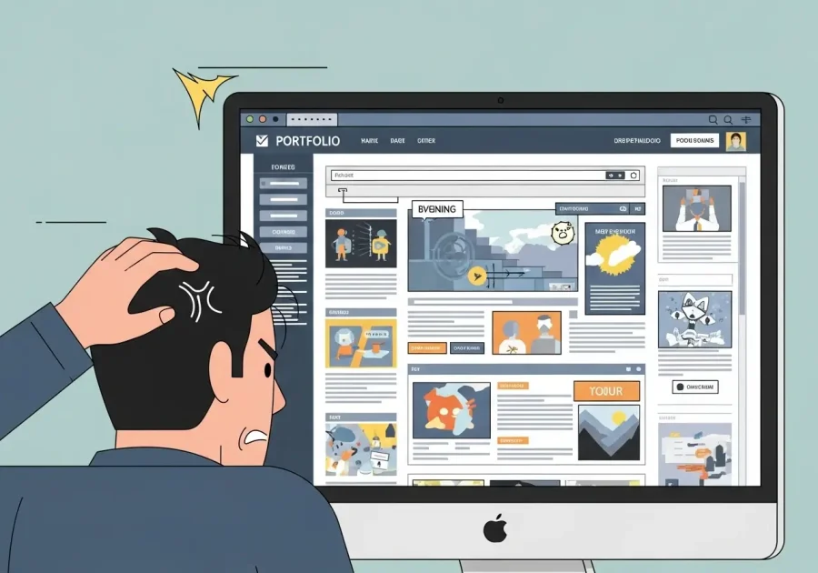 An outdated portfolio website design causing frustration and costing a creative professional new clients.