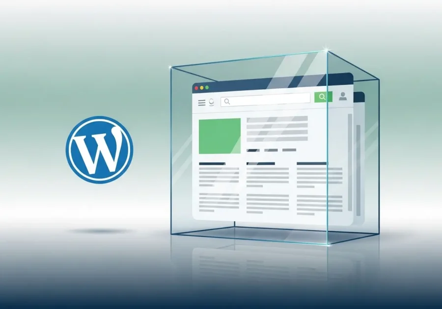 Illustration showing a website breaking free from a restrictive platform by migrating to WordPress.