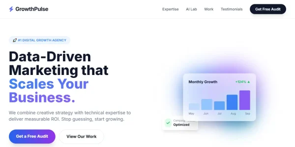 GrowthPulse digital marketing agency website homepage hero section